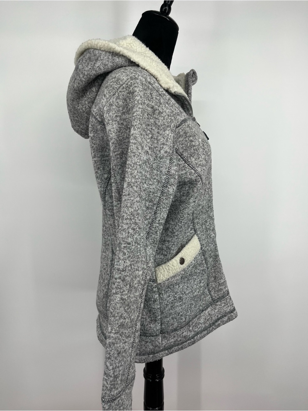 Snozu Light Heather Gray Sherpa-Lined Zip Hoodie Jacket - Picture 5 of 11